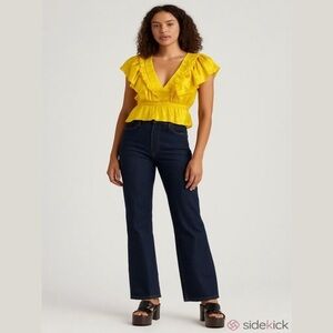 Skies Are Blue Yellow Blouse Top